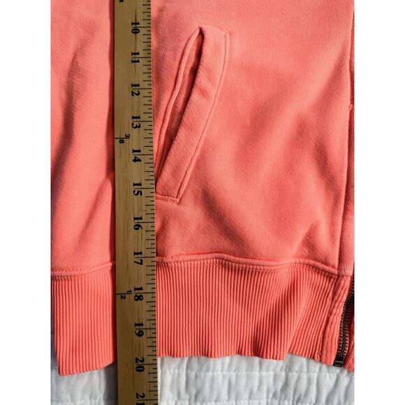 FREE PEOPLE Zip Hoodie Women's Sz S Coral Full Zip Drawstring Sweatshirt - Picture 6 of 10